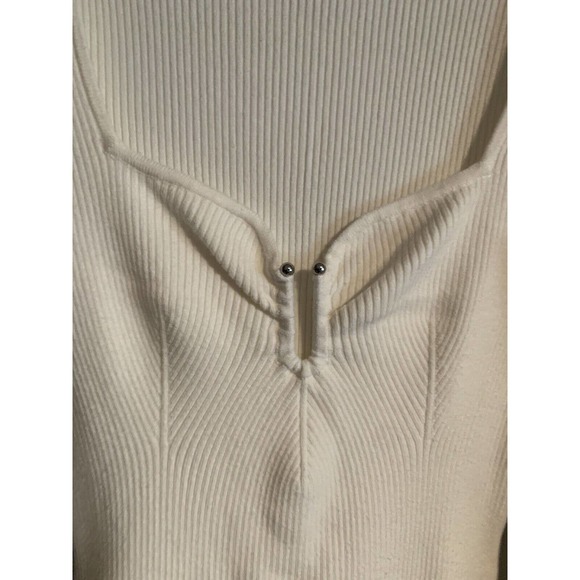 Abercrombie & Fitch Sheath Dress Women's M/P White Solid Square Neck Long Sleeve - Picture 3 of 3